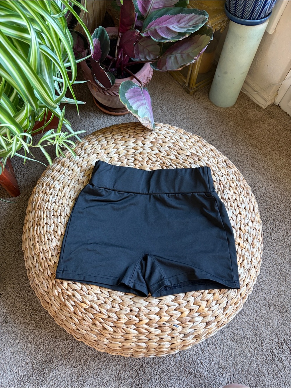 Black Women's Active Shorts wide waistband